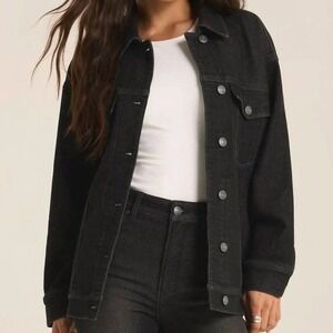 Z Supply Miles‎ Knit Denim Jacket Oversized Button Front Women's XS Neutral